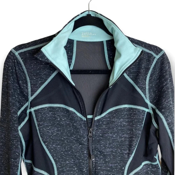 Zella  Mesh Long Sleeve Zip Up Running Sweater - Picture 3 of 9
